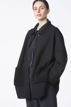 Manteau en laine noir Oska C0017541