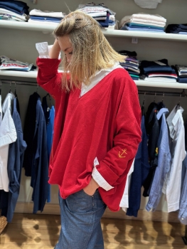 Tee shirt oversize rouge la marinière française 0016845