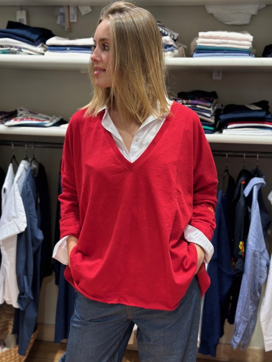 Tee shirt oversize rouge la marinière française 0016845